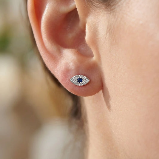 Athena Evil Eye Stud Earrings – Sterling Silver