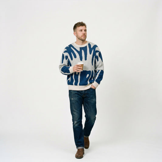 Abstract Knit Mens Sweater for Winter