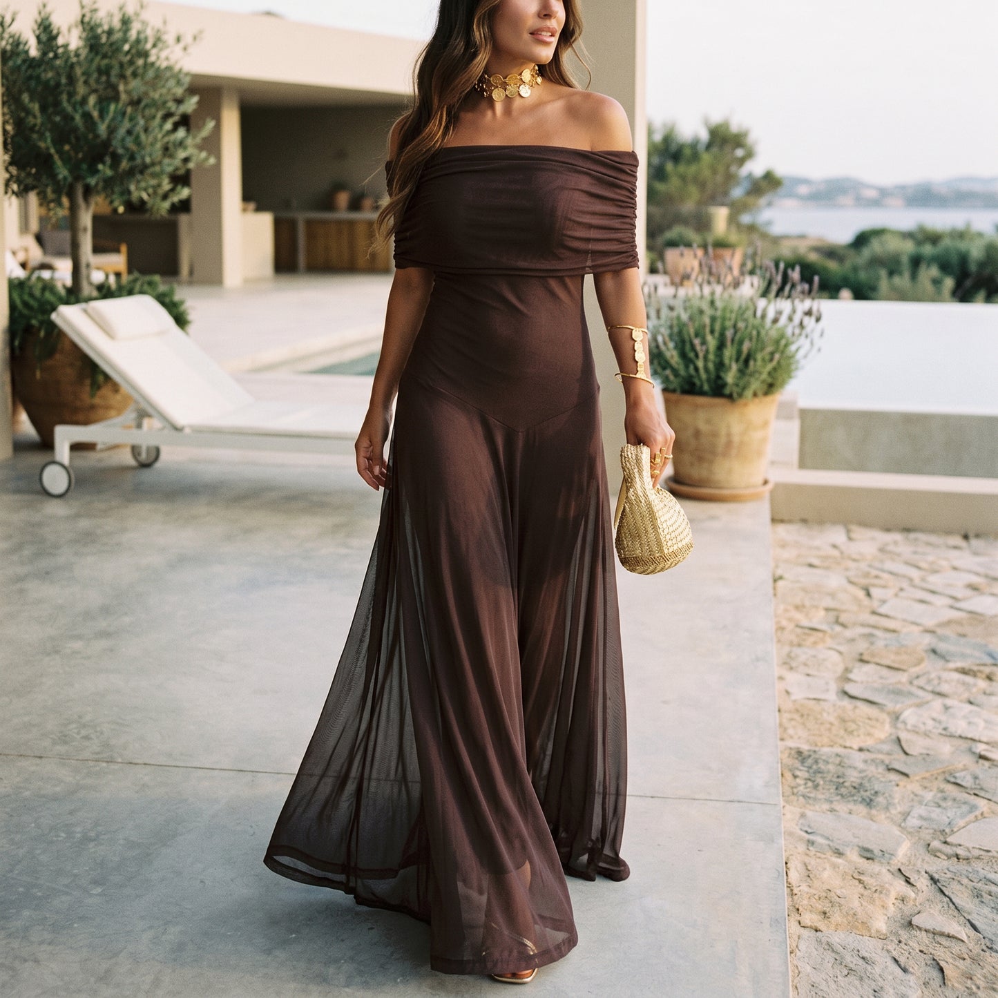 Amara - Ethereal Off Shoulder Maxi Dress for Women DONE