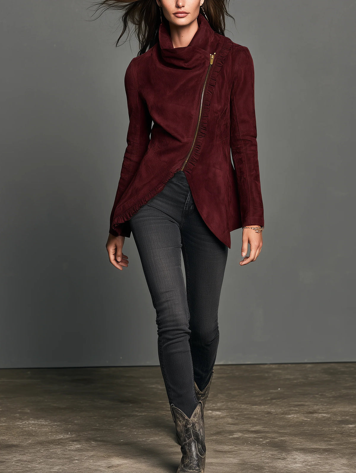 Amelia - Stylish Long Sleeve Suede Jacket 3