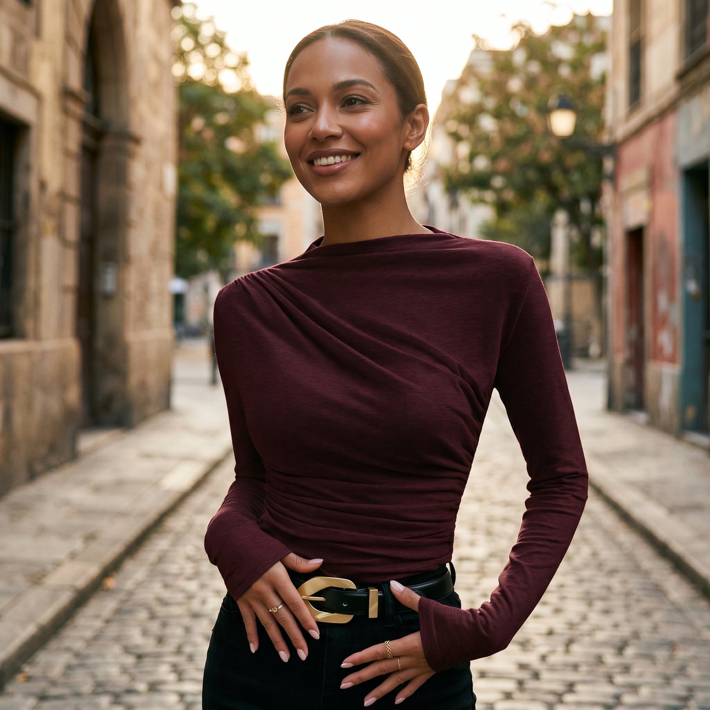 Claire - Stylish Women's Shirt with Long Sleeves and Mock Neck DONE 05-31-2026