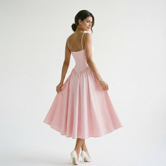 Elegant A-Line Midi Women's Dress for Formal Occasions