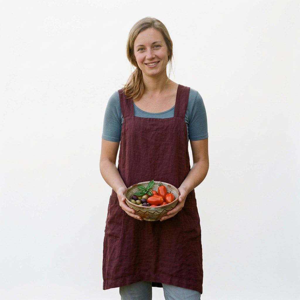 Elegant Cotton Apron Dress with Pockets