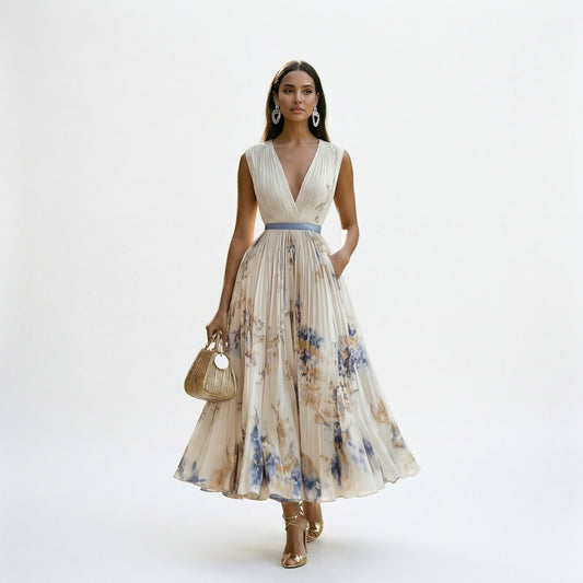 Elegant Floral Long Sleeve Maxi Dress