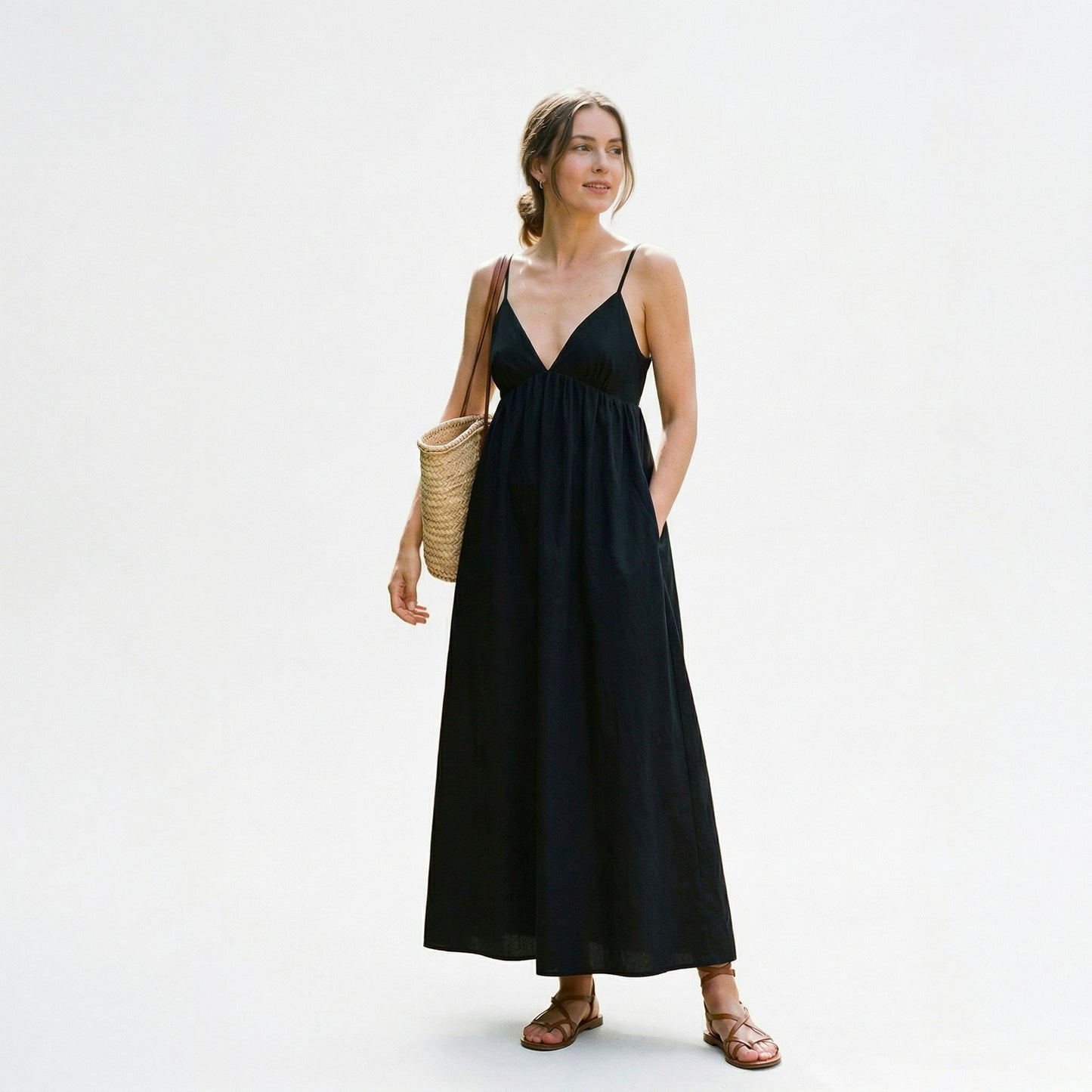 Elegant White Maxi Dress for Women with Open Back Design
