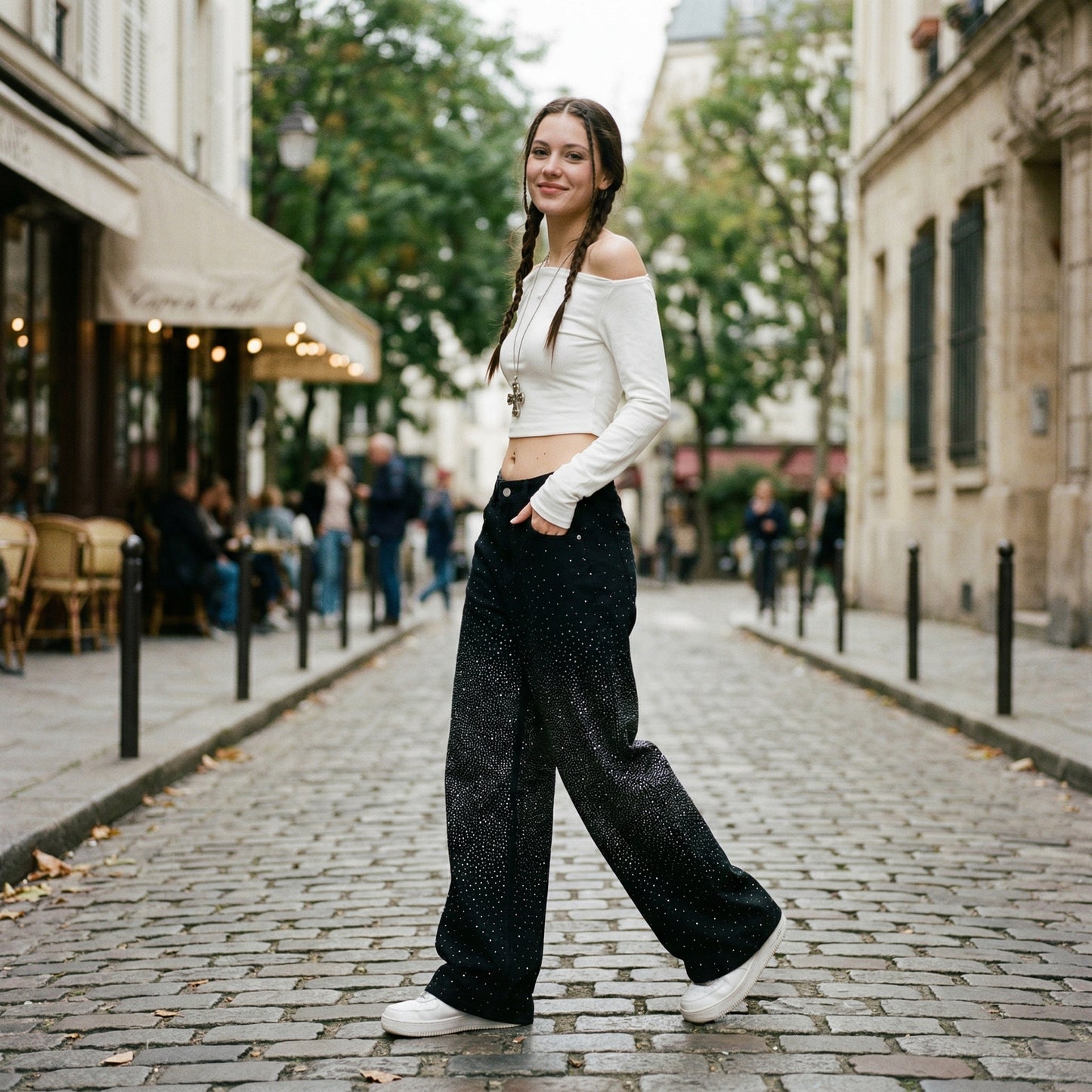 High Waisted Black Straight Leg Denim Jeans