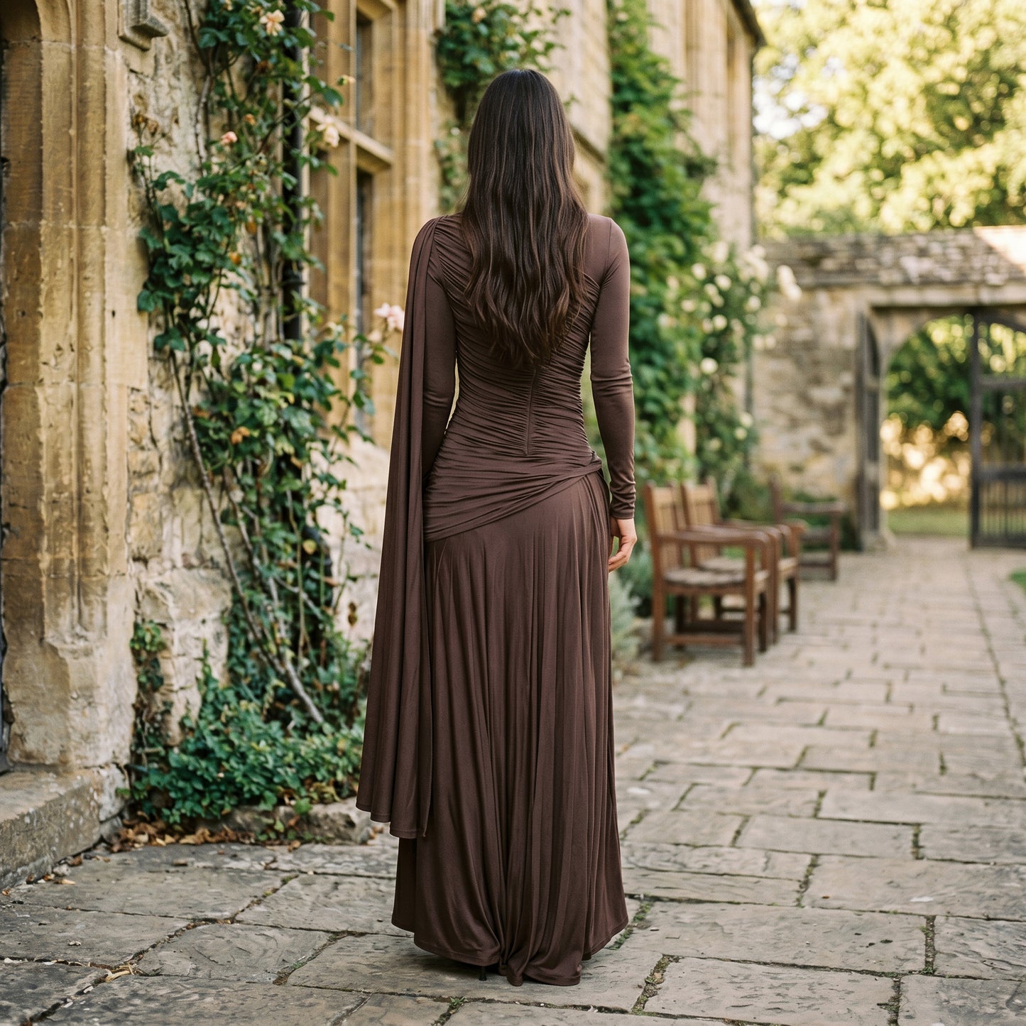 Mia | Elegant Fitted Maxi Dress with Draped Panel DONE 05-26-2026