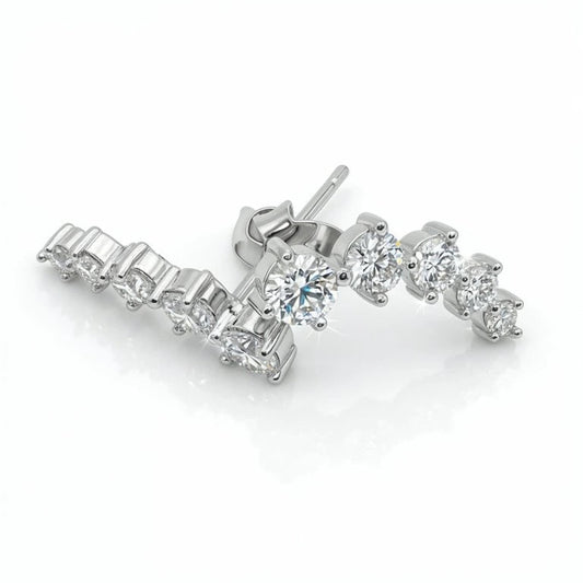 Radiant Arc Moissanite Earrings Silver 925 - MOISSANITE stone