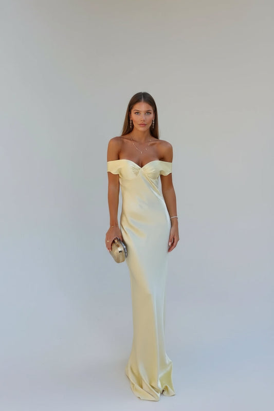 Sophie | Elegant Black Satin Maxi Dress for Women 1