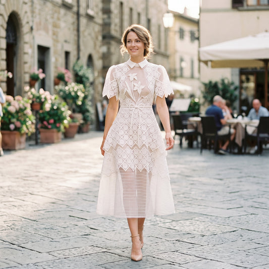 Stacy - Elegant Floral Lace Evening Dress for Formal Events
