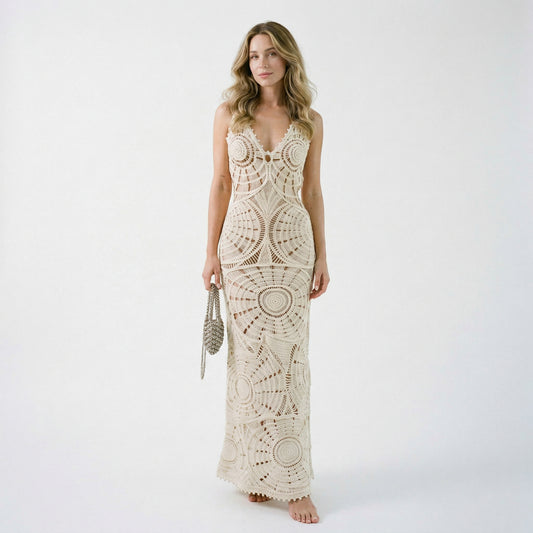 Stylish Solid V-neck Maxi Dress for Women