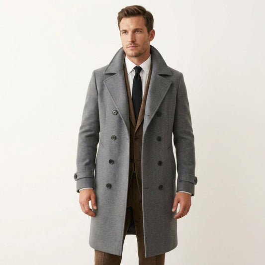 Stylish Tailored Wool Blend Winter Coat for Men
