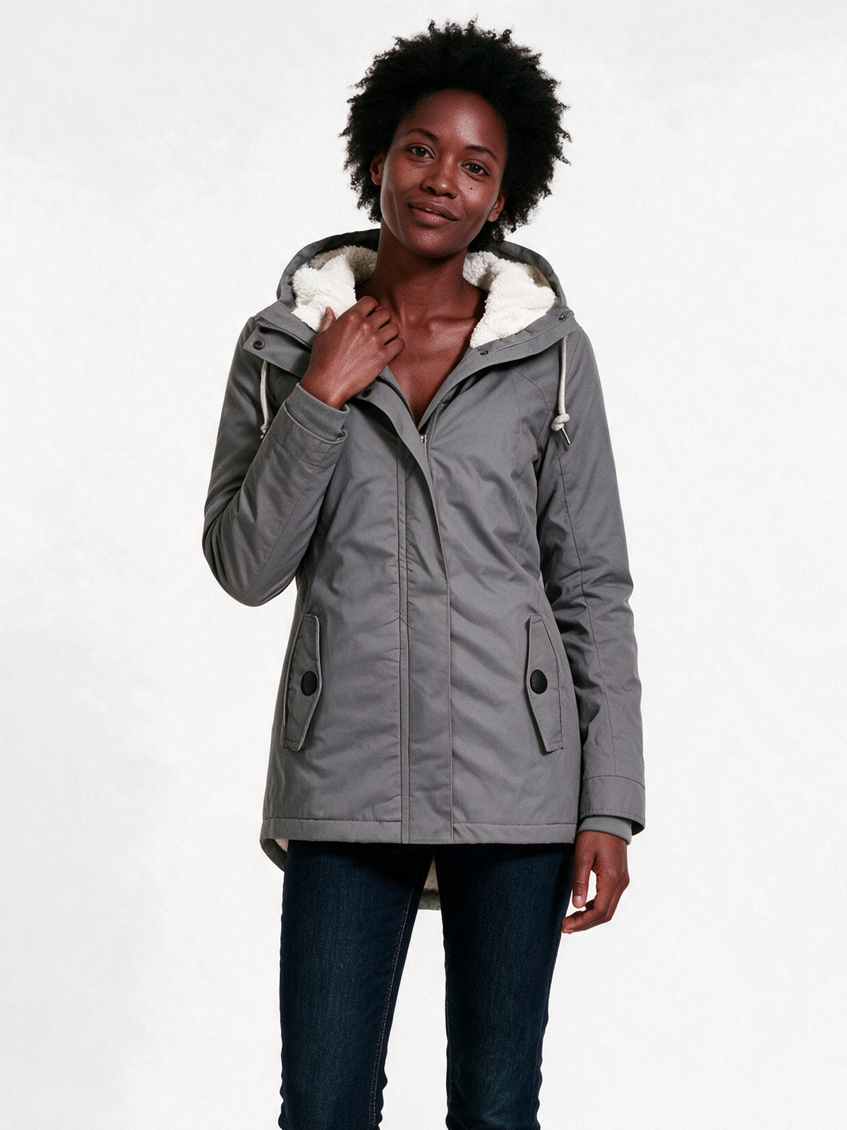 Adeline - Cozy Fleece-Lined Winter Jacket for Women - Grey