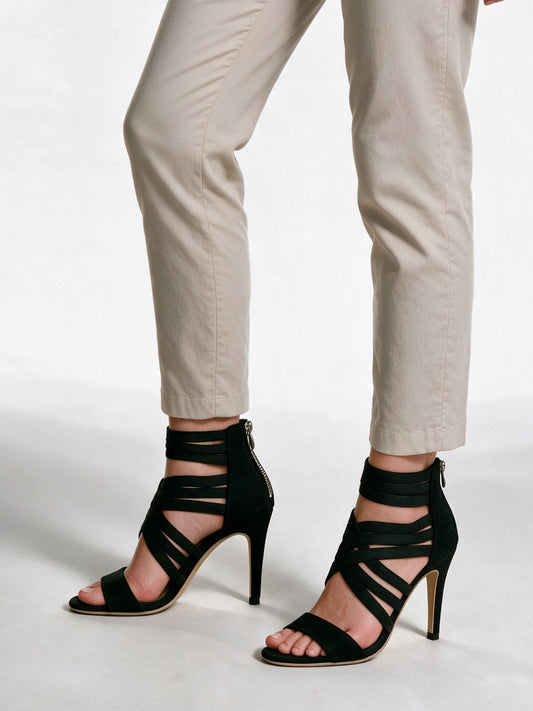 Brianna - Women's Strappy Cage Stiletto Heels with Back Zip - view 2