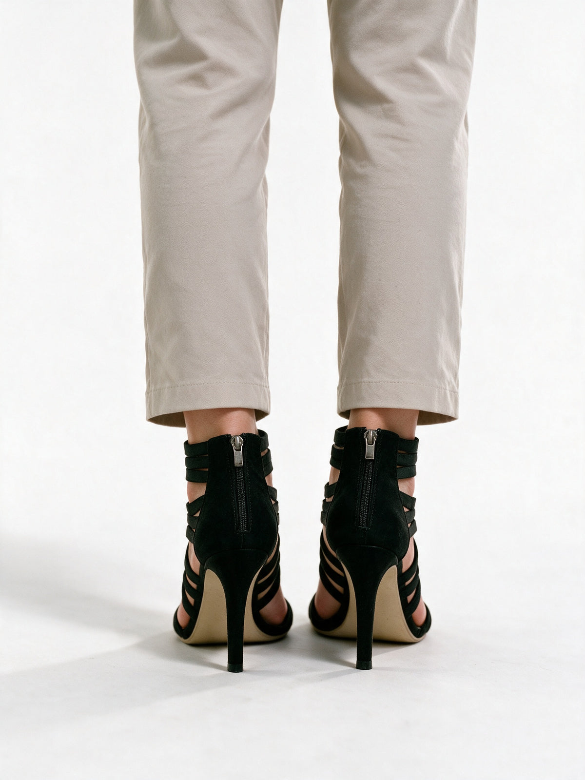 Brianna - Women's Strappy Cage Stiletto Heels with Back Zip - view 5