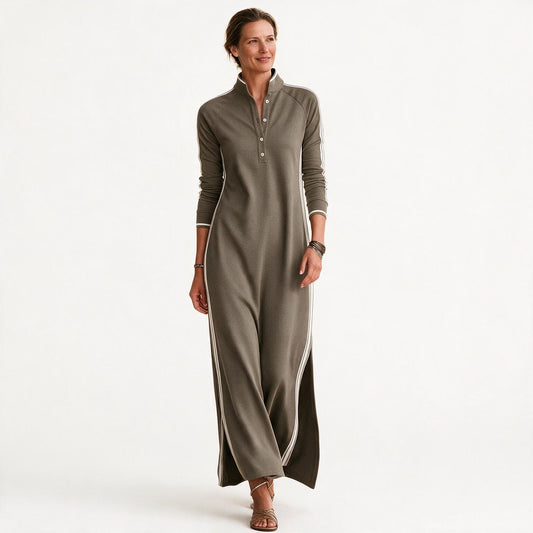 Brooke - Chic White Maxi Dress With Button-Down Collar