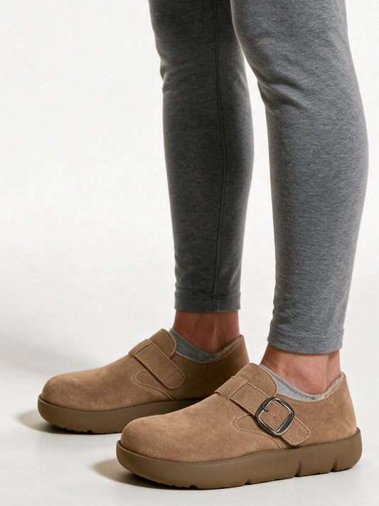 Eir - Women's Lined Clogs with Buckle Strap - view 2