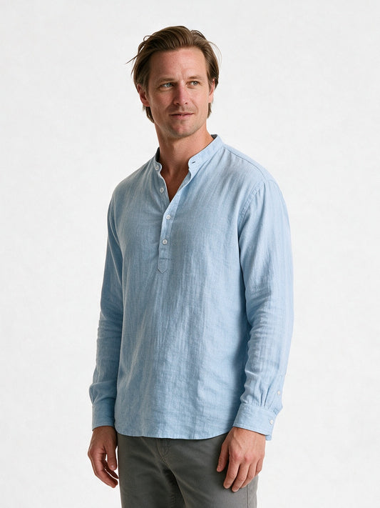 Felix - Men's Relaxed Band Collar Long Sleeve Shirt - view 2