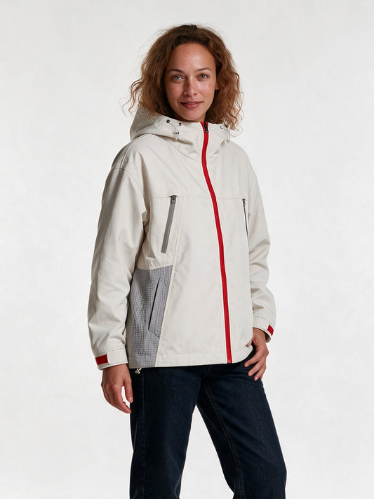Fiona - Women's Oversized Color Block Hooded Shell Jacket - view 2