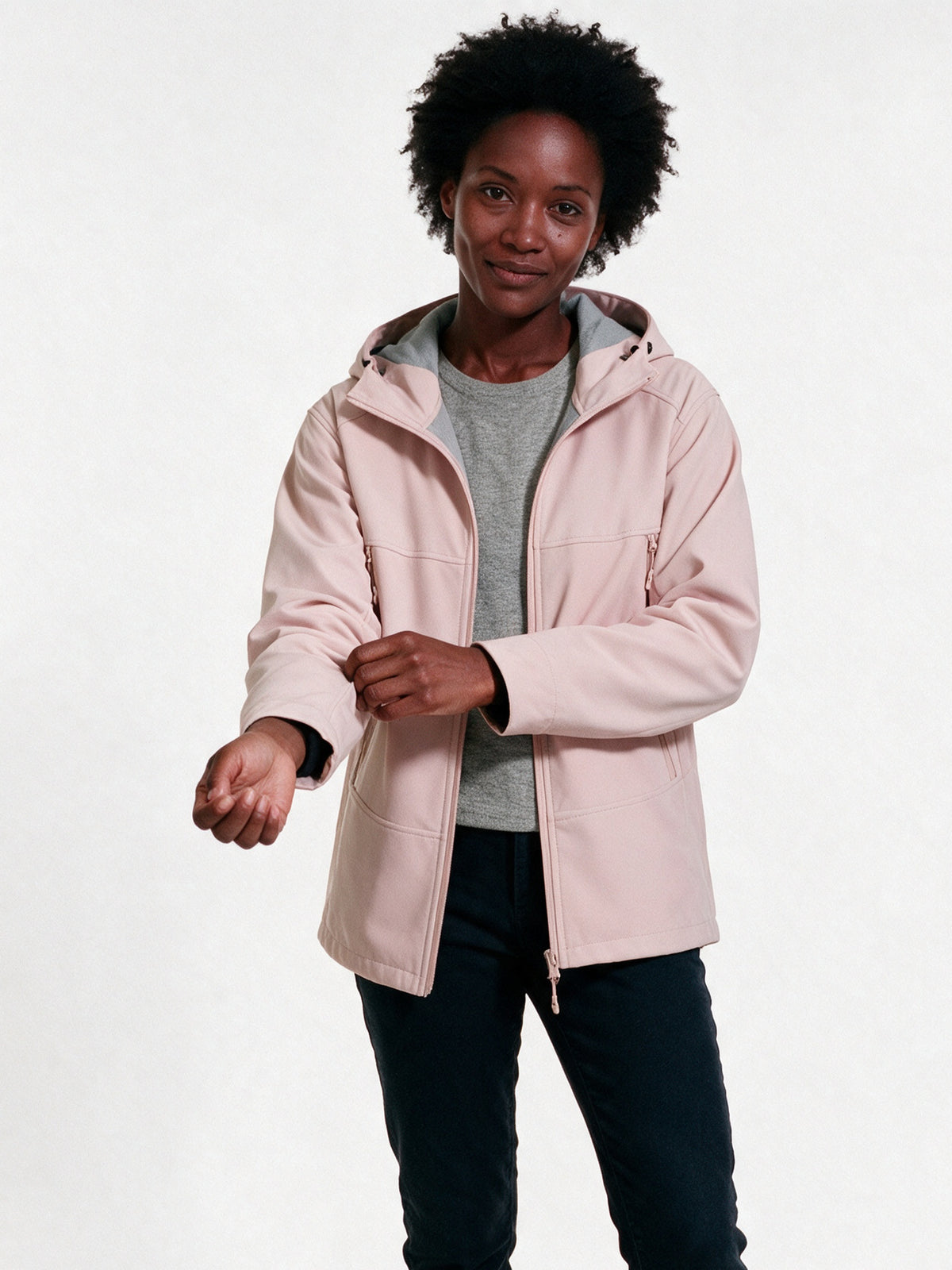 Haakon - Unisex Hooded Shell Jacket in Six Colours - Blossom Pink