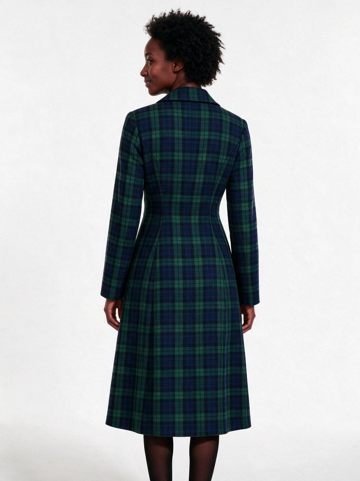 Isla - Women's Plaid Single Breasted Long Coat - view 5