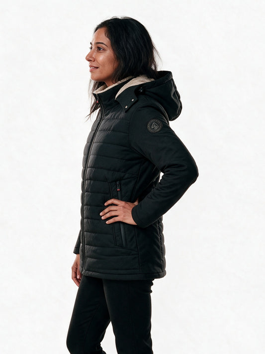 Karla - Women's Fluffy Lined Hooded Quilted Jacket - view 2