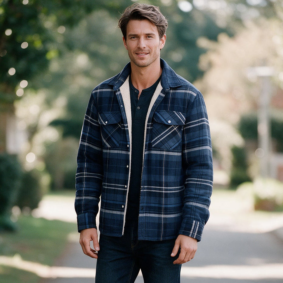 Patrick - Men's Sherpa-Lined Flannel Shirt Jacket