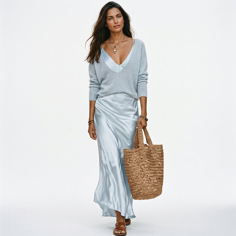 Rafaella - Elegant Satin Midi Formal Dress Set