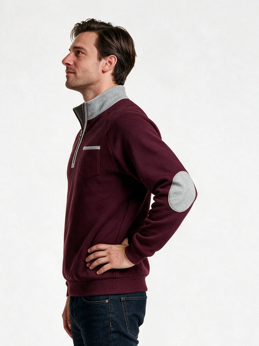 Rory - Men's Half Zip Sweatshirt with Elbow Patches - view 2