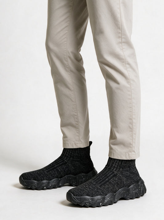 Silas - Men's Mid Ankle Knit Sock Sneakers - view 2