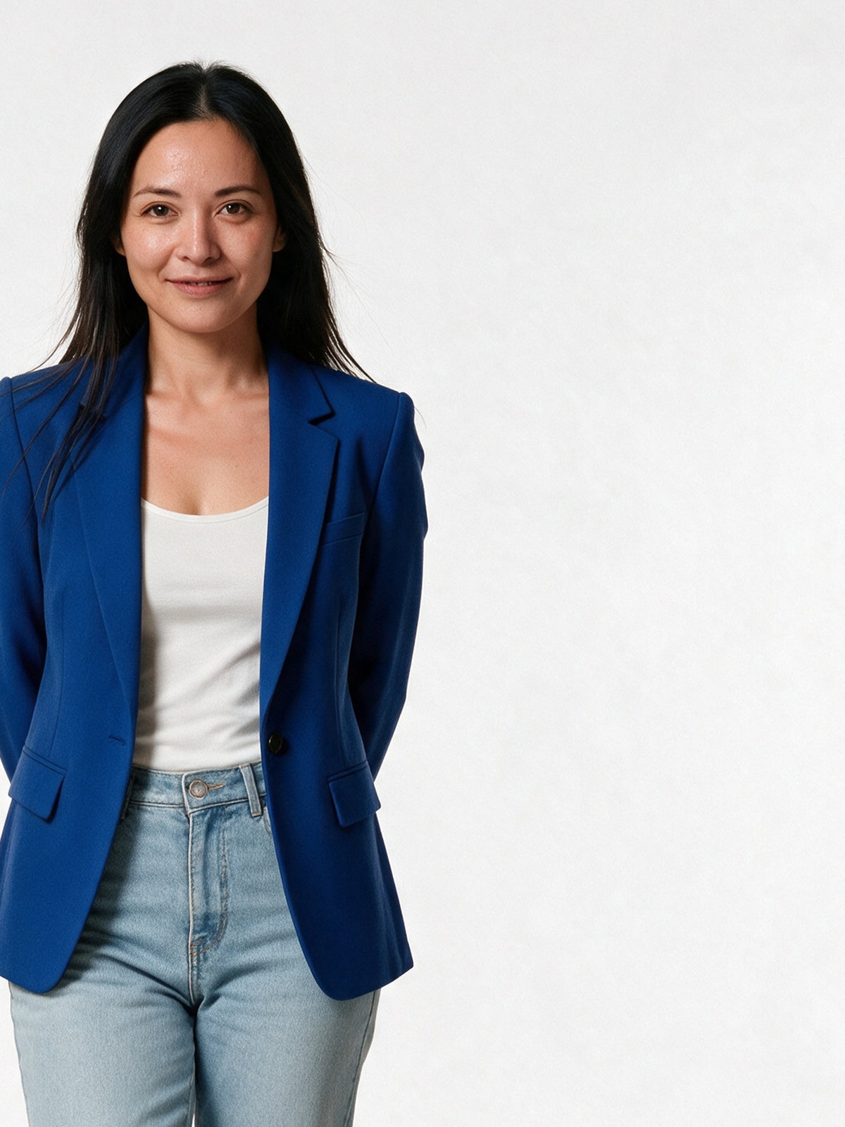 Sophia - Women's Tailored Single Button Blazer - Royal Blue