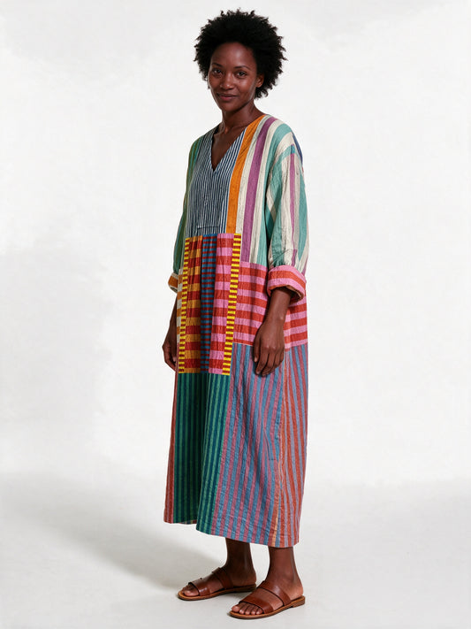 Stephanie - Printed Relaxed Fit Long Sleeve Midi Dress - view 2