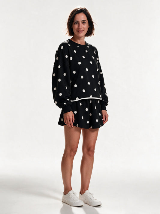 Tove - Women's Polka Dot Pullover and Skort Set - view 2