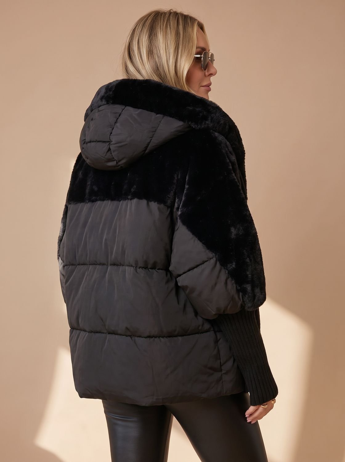 Layla - Plush Panel Hooded Puffer Jacket