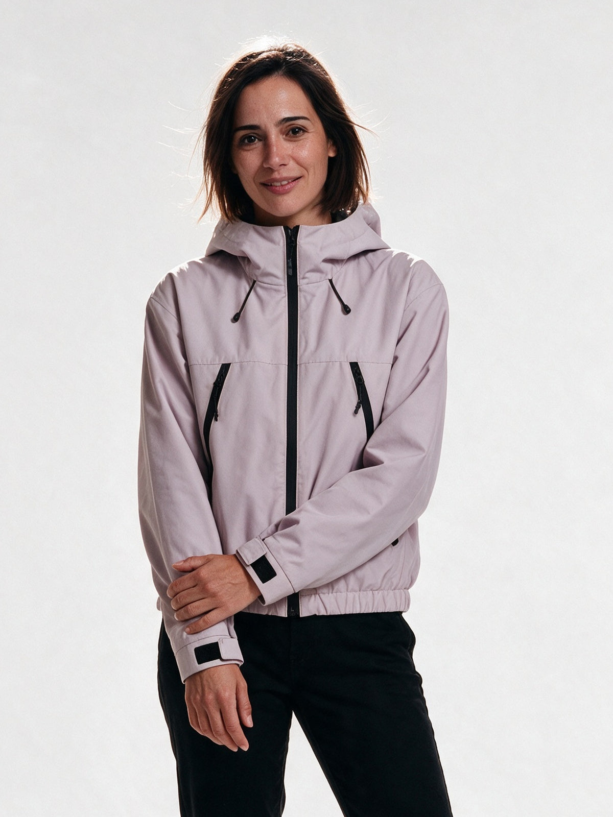 Zoe - Women's Short Water-Resistant Hooded Jacket - Dusty Pink