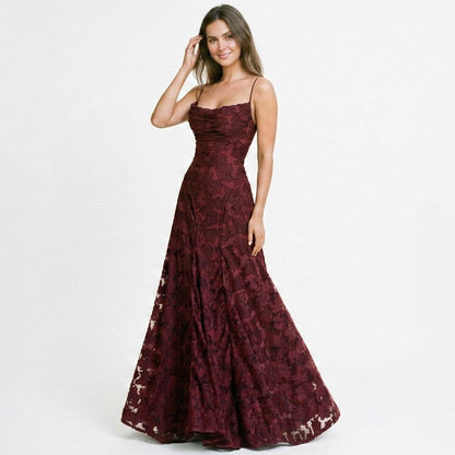 Selene - Elegant Lace Maxi Evening Gown for Formal Events