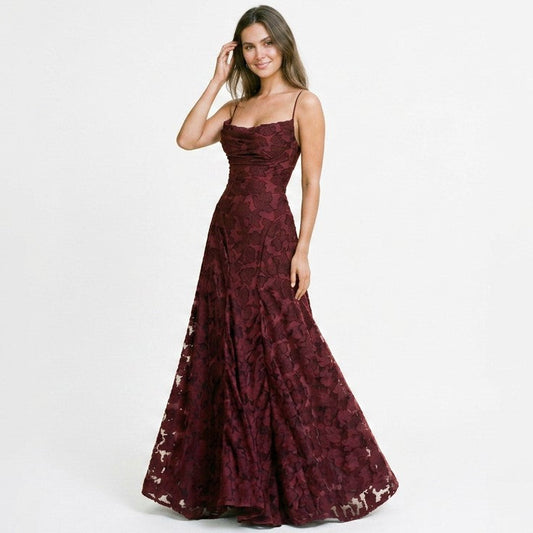 Selene - Elegant Lace Maxi Evening Gown for Formal Events