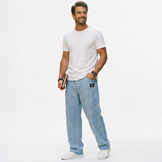 Gabriel - Elegant Wide Leg Linen Pants for Men