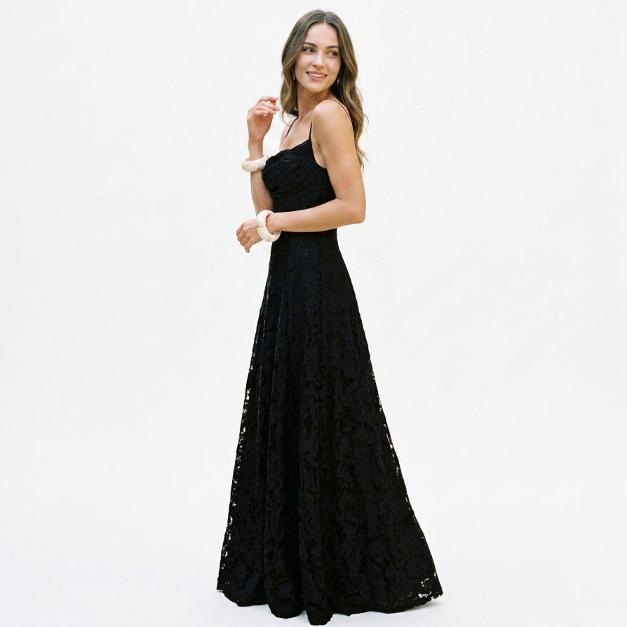 Selene - Elegant Lace Maxi Evening Gown for Formal Events