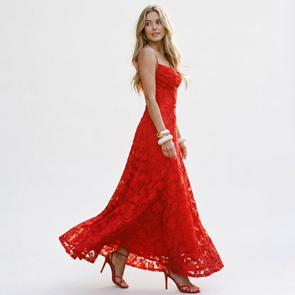 Selene - Elegant Lace Maxi Evening Gown for Formal Events