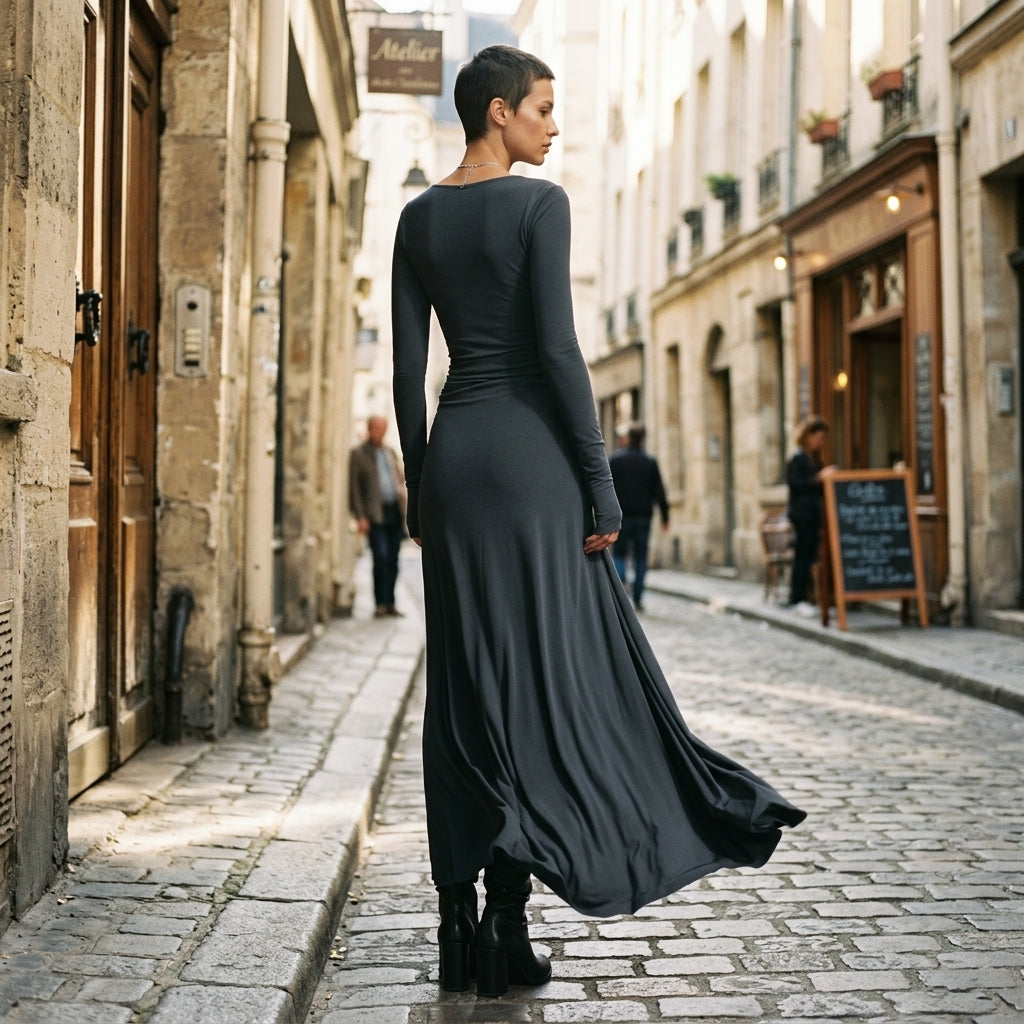 Clara - Elegant Grey Wrap Maxi Dress for Women