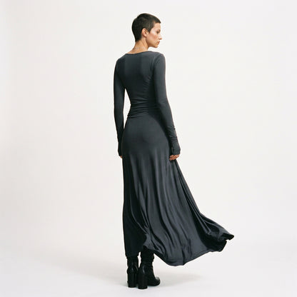 Clara - Elegant Grey Wrap Maxi Dress for Women