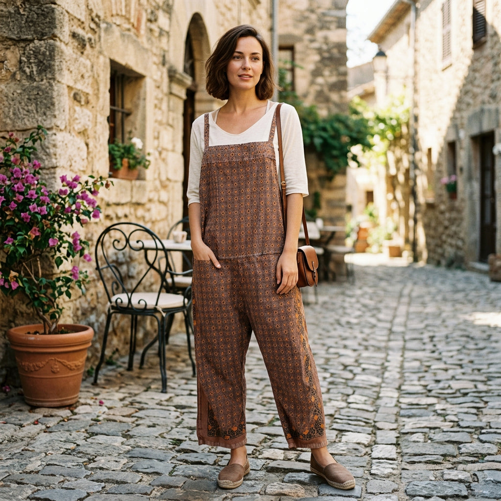 Ivanna - Oversized Cotton Patchwork Jumpsuit Pants