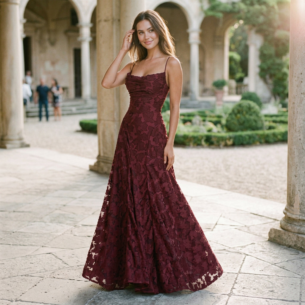 Selene - Elegant Lace Maxi Evening Gown for Formal Events
