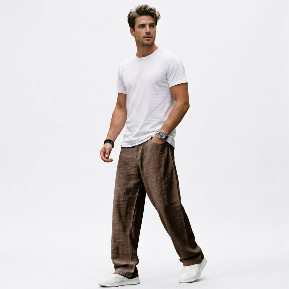 Gabriel - Elegant Wide Leg Linen Pants for Men