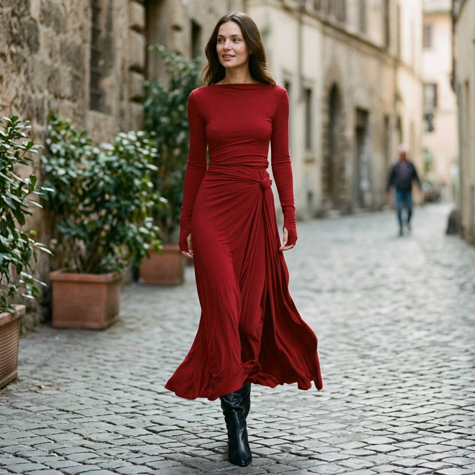 Clara - Elegant Grey Wrap Maxi Dress for Women