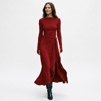 Clara - Elegant Grey Wrap Maxi Dress for Women