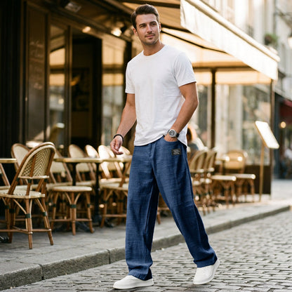 Gabriel - Elegant Wide Leg Linen Pants for Men