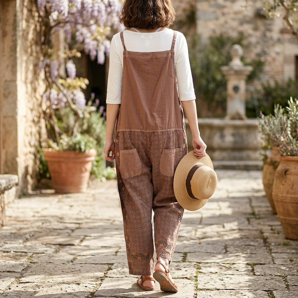 Ivanna - Oversized Cotton Patchwork Jumpsuit Pants