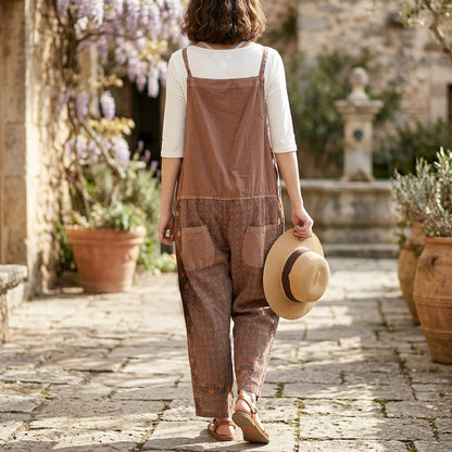 Ivanna - Oversized Cotton Patchwork Jumpsuit Pants